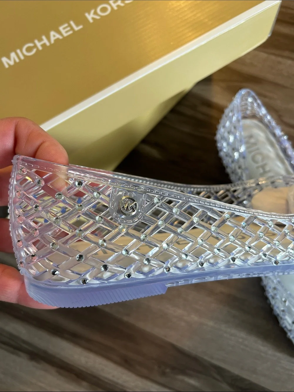 Michael Kors Crystal Mesh Ballet Flats - Clear/Silver